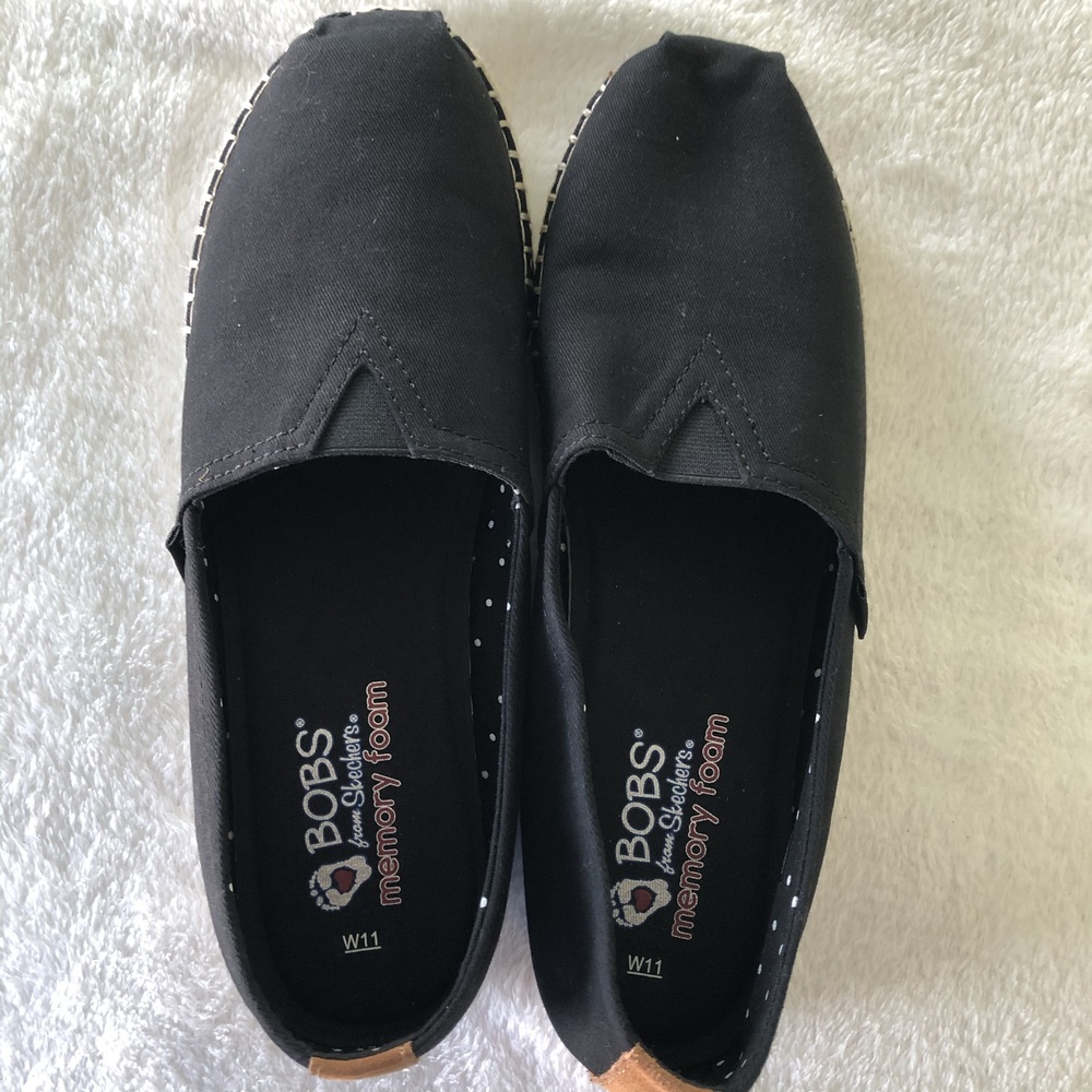 BOBS from Skechers Black Memory Foam Flats - Size 11